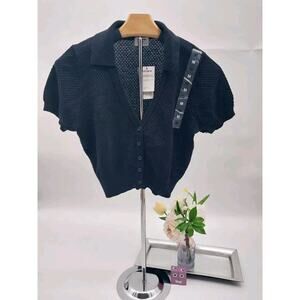 Cotton:On Women's Cotton Texture Short Sleeve Polo Cardi Size M